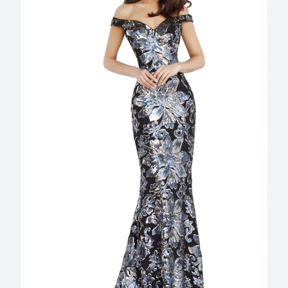 Elegant Black and Silver Off-Shoulder Dress